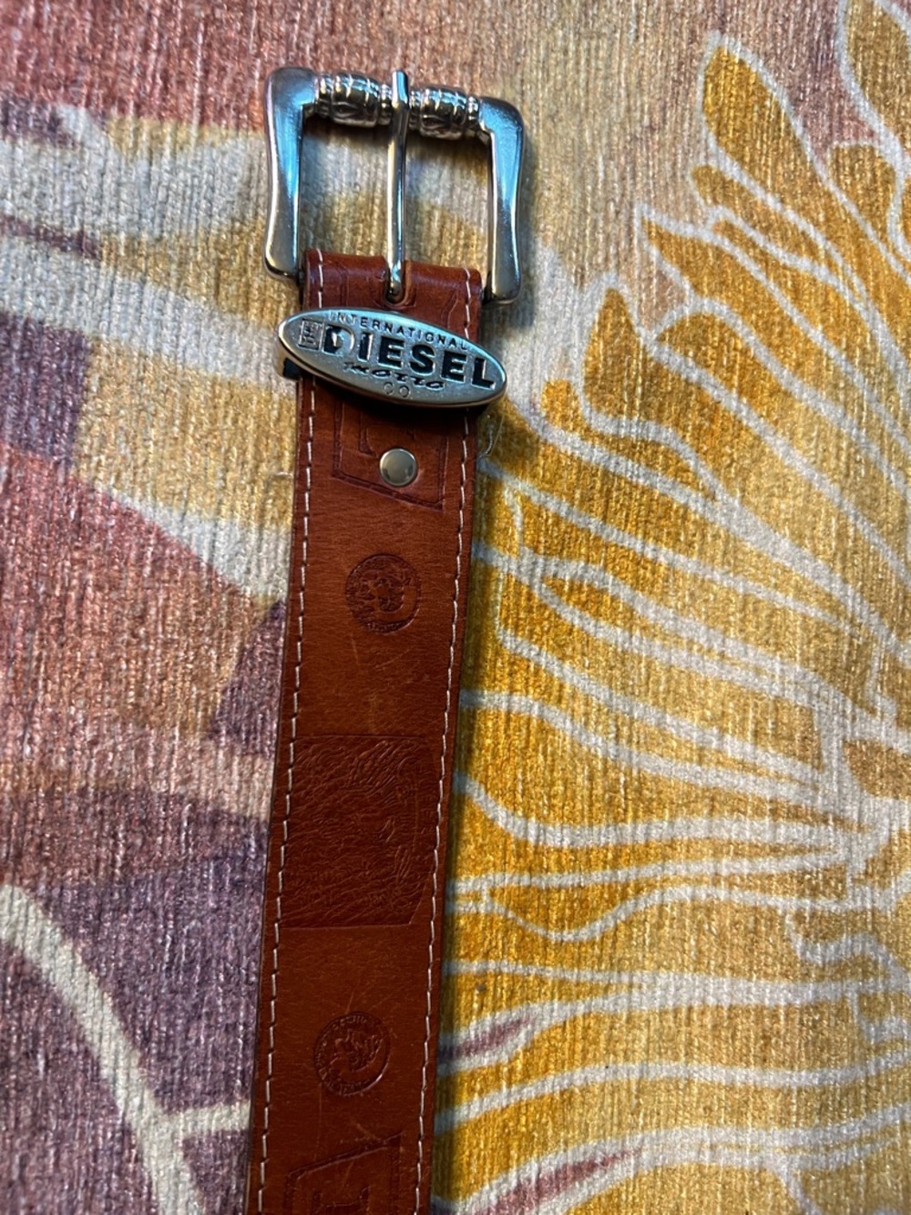 Diesel tan leather belt VINTAGE 37 inches